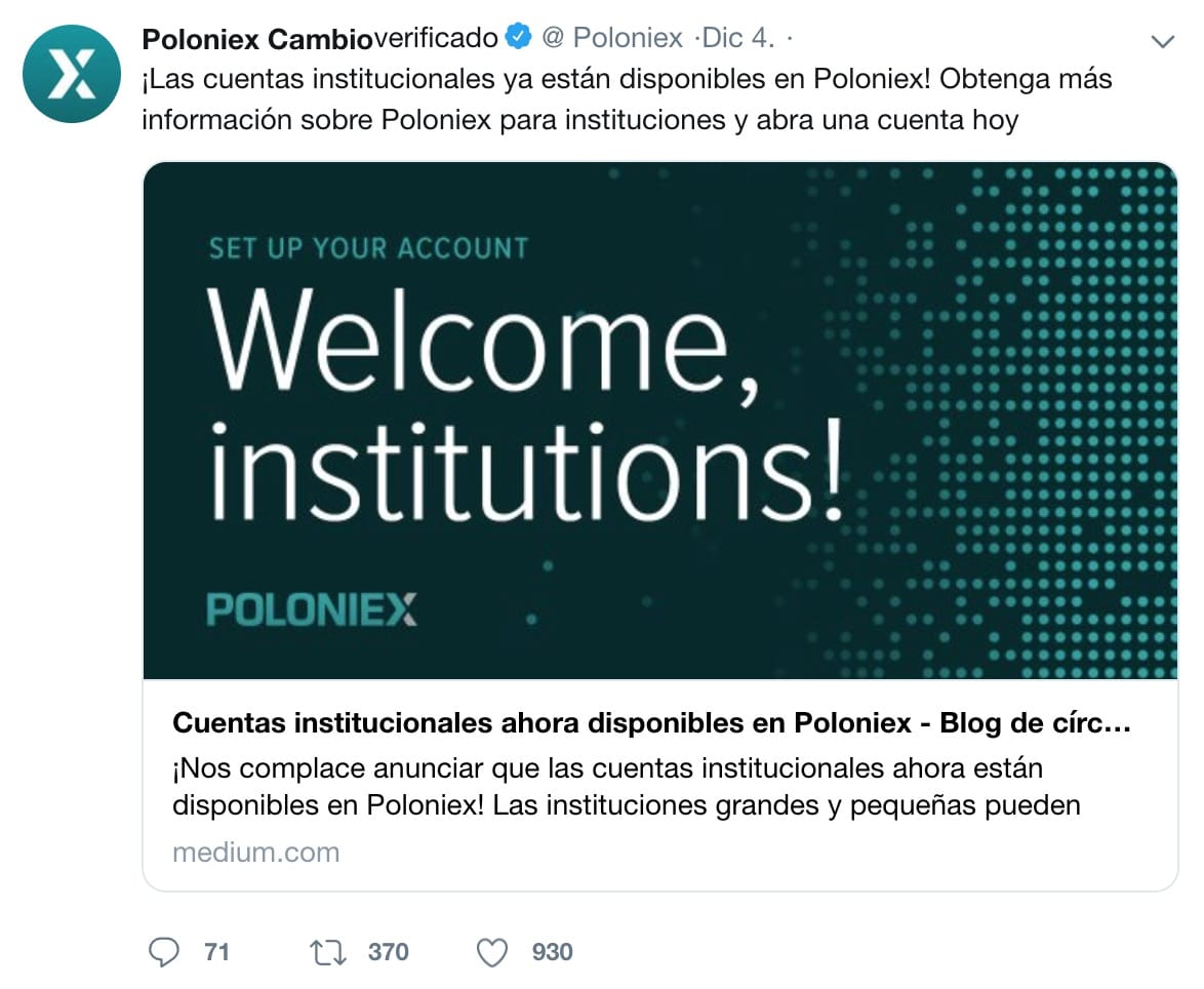 Poloniex Twitter. Cripto-mineria.com